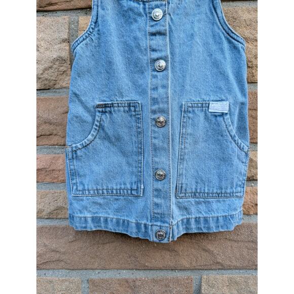 7 For All Mankind Baby Girls Denim Jean Overall Dress Size 24m Ruffles Dungarees - Picture 5 of 9